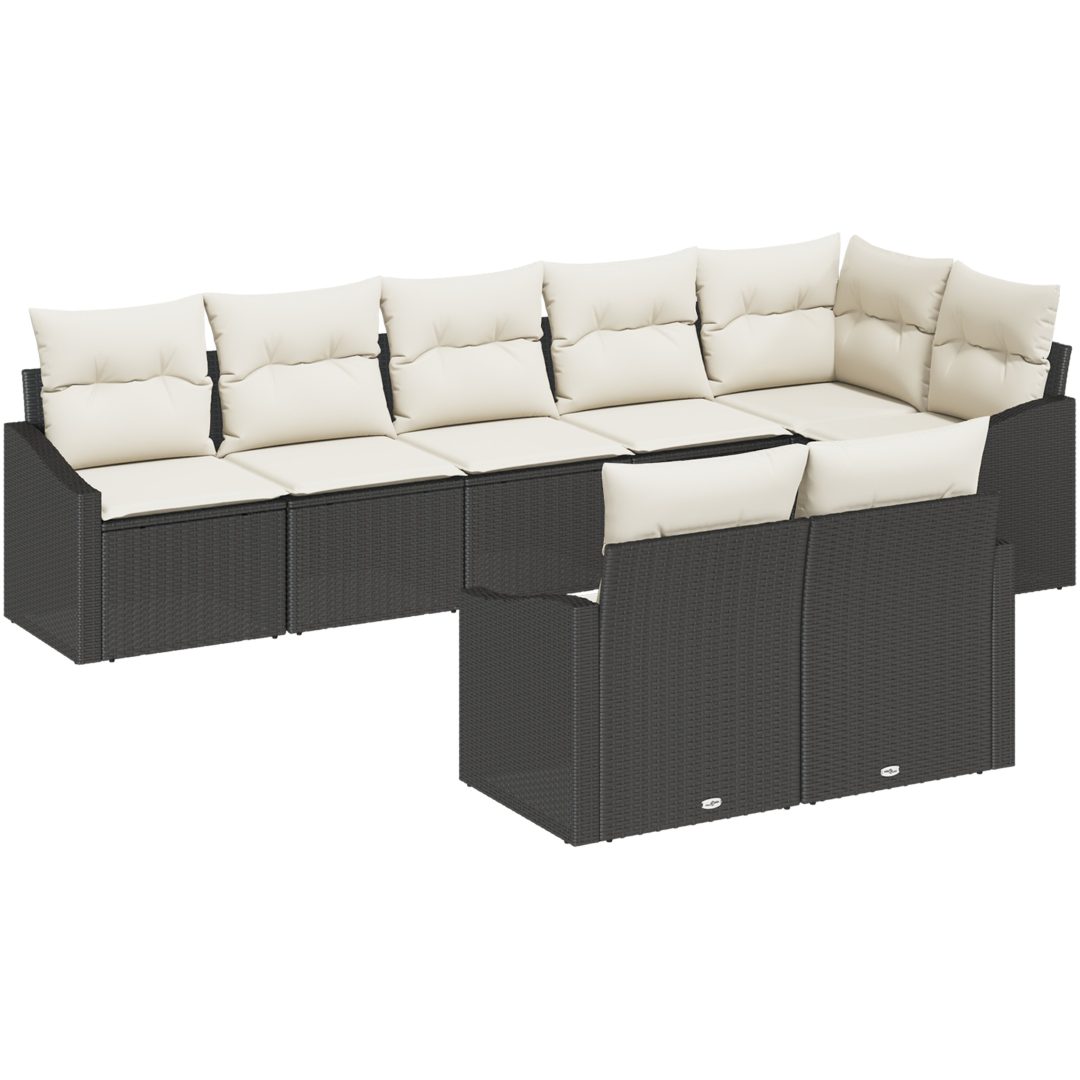 8-delars trädgårdsmöbel med kuddar, svart polyrotting vidaXL 288.5 x 123.5 x 85 cm – bild 2