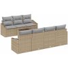 8-delars trädgårdsmöbelset med kuddar i beige poly rattan vidaXL 55 x 55 x 37 cm – miniatyr 2