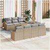 8-delars trädgårdsmöbelset med kuddar i beige poly rattan vidaXL 55 x 55 x 37 cm – miniatyr 1