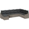 8-delars trädgårdsmöbelset med kuddar i grå polyrotting vidaXL 288,5 x 178,5 x 85 cm – miniatyr 2
