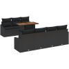 8-delars trädgårdsmöbelset med kuddar, svart poly rattan och akacia vidaXL 100 x 55 x 73 cm – miniatyr 2