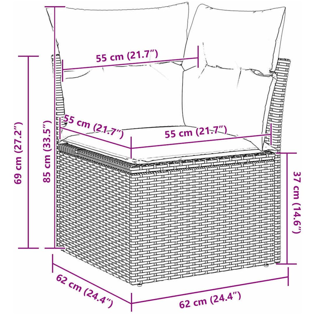 8 Delars Trädgårdsofa Set med Kuddar Beige Polyrotting vidaXL Stor – bild 9