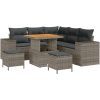 8 Delars Trädgårdsofa Set med Kuddar Grå Poly Rattan Akacia vidaXL Compact – miniatyr 2