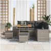 8 Delars Trädgårdsofa Set med Kuddar Grå Poly Rattan Akacia vidaXL Compact – miniatyr 3