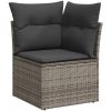 8 Delars Trädgårdsofa Set med Kuddar Grå Poly Rattan Akacia vidaXL Compact – miniatyr 7