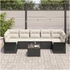 8-delars trädgårdsofa set med kuddar svart poly rattan vidaXL 55 x 55 x 37 cm – miniatyr 3