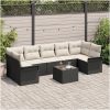 8-delars trädgårdsofa set med kuddar svart poly rattan vidaXL 55 x 55 x 37 cm – miniatyr 1