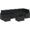 8-delars trädgårdsofagruppe med kuddar svart poly rattan vidaXL 100 x 55 x 73 cm – miniatyr 2