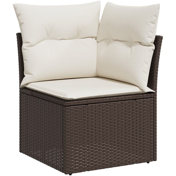 8 Delars Trädgårdsofaset med Kuddar Brun Poly Rottning vidaXL Medium – bild 6