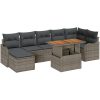 8-delars Trädgårdsofaset med Kuddar Grå Poly Rattan vidaXL Stor – miniatyr 2