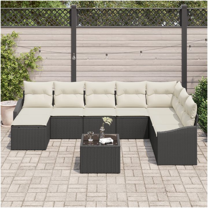 8-delars trädgårdsofaset med kuddar i brunt polyrotting vidaXL 288,5 x 178,5 x 85 cm – bild 3