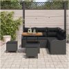 8-delars trädgårdsofaset med kuddar Svart Poly Rattan Akacia vidaXL Stor – miniatyr 3