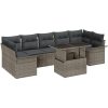 8 delars Trädgårdsoff set med dynor Grå poly rattan vidaXL Stor – miniatyr 2