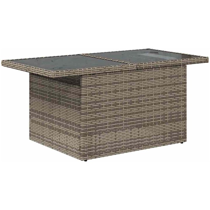 8 delars Trädgårdsoff set med dynor Grå poly rattan vidaXL Stor – bild 7