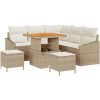 8-delars trädgårdsoff set med kuddar beige poly rattan acacia vidaXL Stor – miniatyr 2