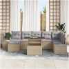 8-delars trädgårdsoff set med kuddar, beige poly rattan vidaXL 100 x 55 x 73 cm – miniatyr 3