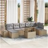 8-delars trädgårdsoff set med kuddar, beige poly rattan vidaXL 100 x 55 x 73 cm – miniatyr 1