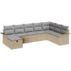 8-delars trädgårdsoff set med kuddar beige poly rattan vidaXL 297.5 x 187.5 x 85 cm – miniatyr 2