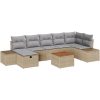 8 Delars Trädgårdsoff Set med Kuddar Beige Poly Rattan vidaXL 55 x 55 x 37 cm – miniatyr 2