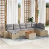 8 Delars Trädgårdsoff Set med Kuddar Beige Poly Rattan vidaXL 55 x 55 x 37 cm – miniatyr 1