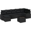 8-delars trädgårdsoff set med kuddar, beige poly-rattan vidaXL Stor – miniatyr 2