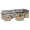 8-delars trädgårdsoff set med kuddar Beige Poly rotting vidaXL 100 x 55 x 73 cm – miniatyr 2