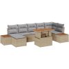 8-delars trädgårdsoff set med kuddar Beige Poly rotting vidaXL Stor – miniatyr 1