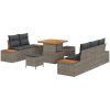 8 Delars Trädgårdsoff Set med Kuddar Grå Poly Rattan Akacia vidaXL Medium – miniatyr 2