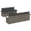 8-delars Trädgårdsoff-set med kuddar Grå Poly Rattan vidaXL 55 x 55 x 37 cm – miniatyr 2