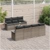 8-delars Trädgårdsoff-set med kuddar Grå Poly Rattan vidaXL 55 x 55 x 37 cm – miniatyr 3