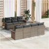 8-delars Trädgårdsoff-set med kuddar Grå Poly Rattan vidaXL 55 x 55 x 37 cm – miniatyr 1