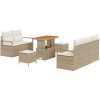 8 Delars Trädgårdsoff Set med Kuddar i Beige Poly Rattan och Akacia vidaXL Medium – miniatyr 2