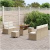 8 Delars Trädgårdsoff Set med Kuddar i Beige Poly Rattan och Akacia vidaXL Medium – miniatyr 3