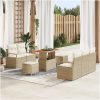 8 Delars Trädgårdsoff Set med Kuddar i Beige Poly Rattan och Akacia vidaXL Medium – miniatyr 1