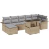 8-delars trädgårdsoff-set med kuddar i beige polyrotting vidaXL 100 x 55 x 73 cm – miniatyr 2