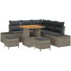 8-delars trädgårdsoff-set med kuddar i grå poly rattan och akacia vidaXL 80 x 80 x 71 cm – miniatyr 2