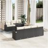 8-delars trädgårdsoff-set med kuddar i svart poly-rattan vidaXL 100 x 55 x 73 cm – miniatyr 1