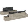 8 Delars Trädgårdsoff Set med Kuddar Ljusgrå Poly Rottning vidaXL 55 x 55 x 37 cm – miniatyr 2