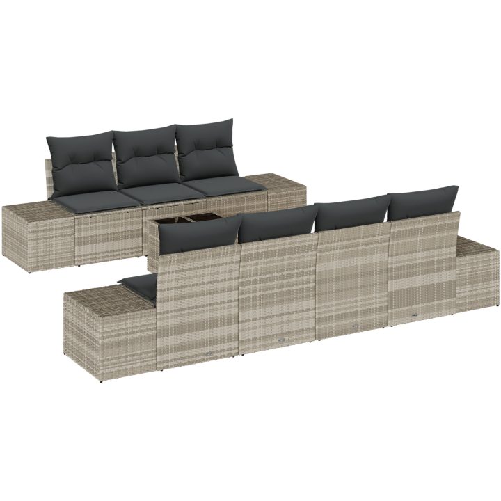 8 Delars Trädgårdsoff Set med Kuddar Ljusgrå Poly Rottning vidaXL 55 x 55 x 37 cm – bild 2