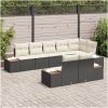 8-delars trädgårdsoff-set med kuddar - Svart poly rattan & akacia vidaXL 319 x 154 x 69 cm – miniatyr 3