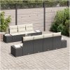 8 Delars Trädgårdsoff Set Med Kuddar, Svart Poly Rattan & Akacia vidaXL 55 x 55 x 37 cm – miniatyr 3