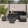 8-delars trädgårdsoff set med kuddar svart poly rattan akacia vidaXL Stor – miniatyr 3