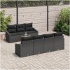 8-delars trädgårdsoff-set med kuddar, svart poly-rattan och akacia vidaXL 55 x 55 x 37 cm – miniatyr 3