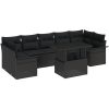 8-delars trädgårdsoff-set med kuddar, svart poly-rattan vidaXL 100 x 55 x 73 cm – miniatyr 2