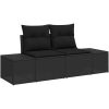 8-delars trädgårdsoff-set med kuddar, svart poly-rattan. vidaXL 100 x 55 x 73 cm – miniatyr 4