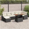 8 Delars Trädgårdsoff Set med Kuddar, Svart Poly Rattan vidaXL 100 x 55 x 73 cm – miniatyr 1
