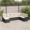 8-delars trädgårdsoff set med kuddar svart poly rattan vidaXL Ensam, ensamsoffa, 3 - Sits, 10 kg, 141 x 61.5 x 69 cm – miniatyr 1