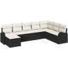 8 Delars Trädgårdsoff Set med Kuddar Svart Poly Rattan vidaXL L - Storlek modulsoffa för utomhusbruk – miniatyr 2