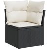 8 Delars Trädgårdsoff Set med Kuddar Svart Poly Rattan vidaXL L - Storlek modulsoffa för utomhusbruk – miniatyr 7