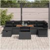 8-delars Trädgårdsoff Set med Kuddar Svart Poly Rotting vidaXL 100 x 55 x 73 cm – miniatyr 3